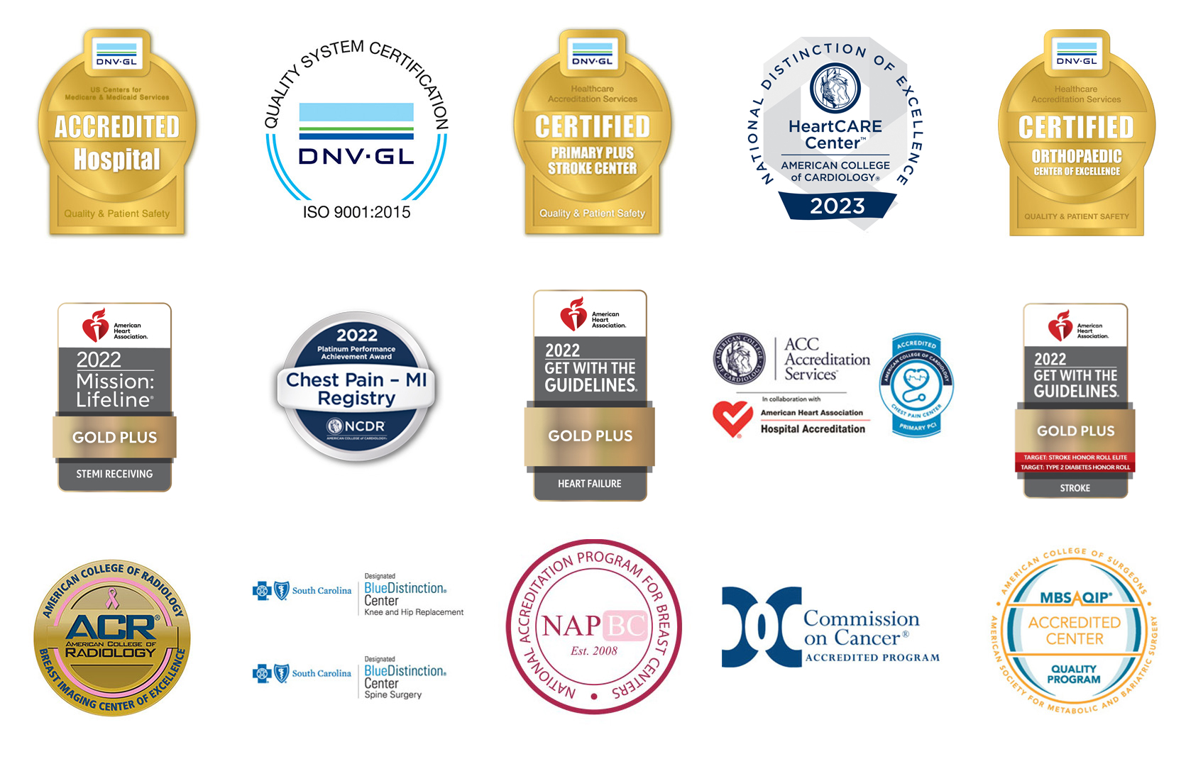 Collage of quality performance awards. We’re dedicated to providing nothing short of the best care for our patients.